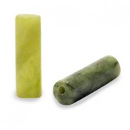 Natuursteen tube kraal 13x4mm Light olive green